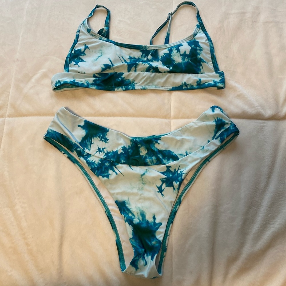 Women’s bikini, size small, teal/blue and white tie dye